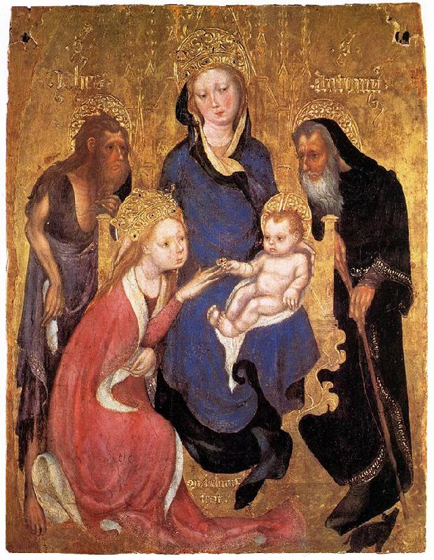 Michelino da Besozzo The Mystic Marriage of St Catherine, St John the Baptist, St Antony Abbot Spain oil painting art
